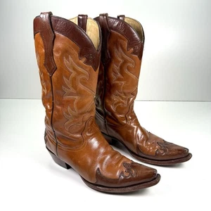 Corral Vintage Brown Two Tone Leather Western Cowboy Boots Men's Size 11 - NICE - Picture 1 of 11
