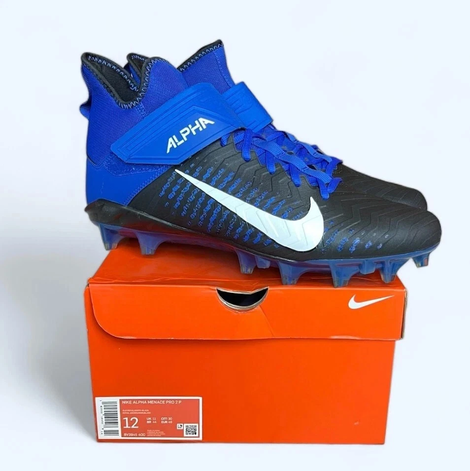 Nike Alpha Menace Pro 2 Mid Men's Size 12 Football Cleats Blue Black BV3945-400