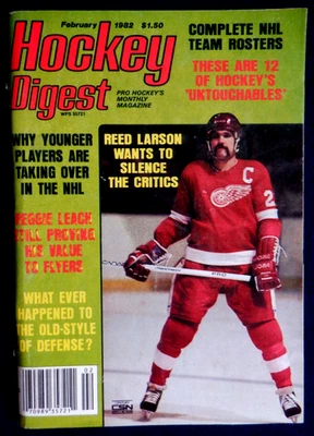 Hockey Digest Feb. 1982, Larsson, Laperriere, Gretzky, Leach, Bourque, Hedberg - Image 1 of 4