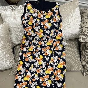 Jones New York Size 6 Sleeveless Lined Floral Sheath Dress 97% Cotton Summer - Picture 1 of 10