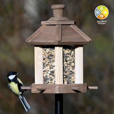 Vogelfutterhaus mit Ständer Vogelfutterstation mit Futterpyramide Wildvogelhaus - Bild 1 von 4