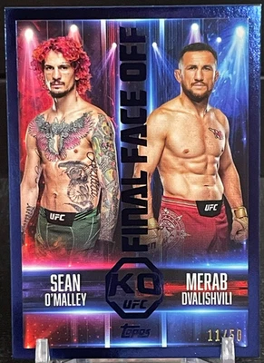 2025 TOPPS KNOCKOUT SEAN O'MALLEY MERAB DVALISHVILI FINAL FACE OFF BLUE #D 11/50 - Image 1 of 2