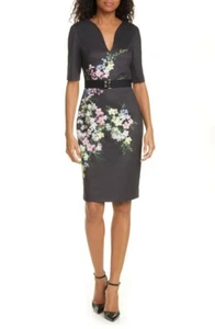 Neu Ted Baker London Soliaa Pergola Bodycon-Kleid mit Blumenmuster Ted's Größe 3 - Bild 1 von 12