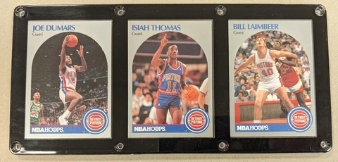 DETROIT PISTONS 3 CARD PLAQUE JOE DUMARS ISIAH THOMAS BILL LAIMBEER BAD BOYS Cover