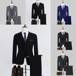 Casual Business Suit Fashion 3 Pieces Set /Men's Suits Blazers Trousers Pants - Picture 1 of 20