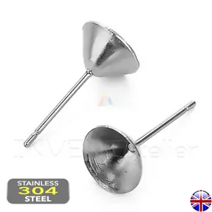 Hypoallergenic Stainless Steel Cup Stud Earring 3 4 6mm Cubic Zircon Stones 242 - Picture 1 of 3