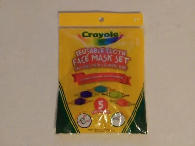 Crayola Kids Face Mask 5 Reusable Adjustable Cloth Mask for School *NEW* - Image 1 of 4