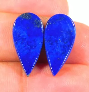 PAR DE PIEDRAS PRECIOSAS CABUJÓN PERA AZUL NATURAL LAPISLÁZULI 16,CT 22x11x4 mm CY=255 - Imagen 1 de 6