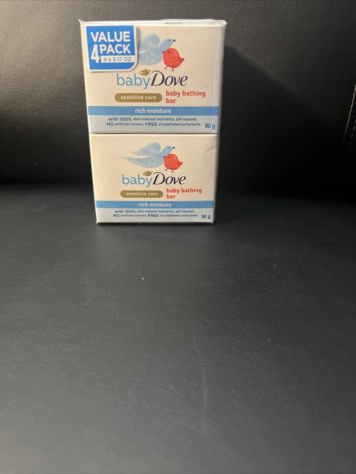 Jabón de baño Baby Dove Baby barra de baño rica humedad 90 gramos nuevo paquete de 4 Foto 1 de 4
