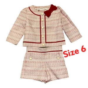 Janie and Jack Poppy Red Casual Wear Jacket & Shorts Set Sz 6 - Picture 1 of 1