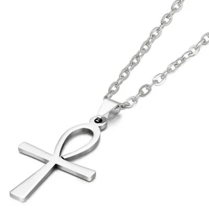 Charm Ägyptisches Ankh Kreuz Herren Damen Anhänger Halskette Edelstahl Kette - Bild 1 von 8