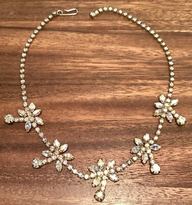 Girocollo Vintage Iridescente Strass Tono Oro 14,5” Collana Puntale Set - Foto 1 di 9