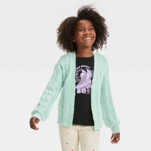 Cat & Jack Girls Open Front Sweater Cardigan Mint Green Soft Knit sz 8 - Picture 1 of 3