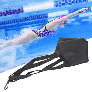 Swim Resistance Belt Swimming Strength Training Belt With Swim Parachute (Black)