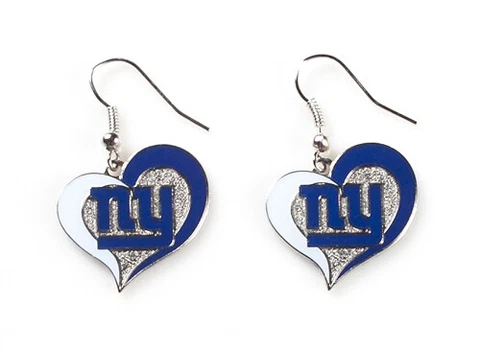 New York Giants Swirl Heart Earrings NFL New Cover