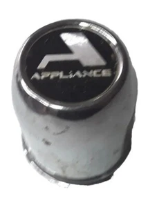 ** VINTAGE Appliance Wheel Center Hub Rim Cap 2-7/8" OD 3-1/4" TALL CHROME BLACK - Picture 1 of 3