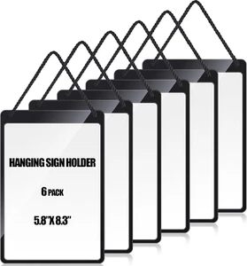 Thyle 6 Pcs Business Retail Hanging Sign Holder 8.3 X 5.8 Inch Plastic Advertisi - Picture 1 of 12