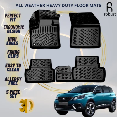 Floor Mats Liners For Peugeot 3008 2016-2023 All Weather Heavy Duty 3D Car Rugs - Image 1 of 4