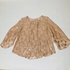 Lily Pulitzer Blouse Size S Sheer Beccer Peachy Pink & Shiny Metallic Palm Trees