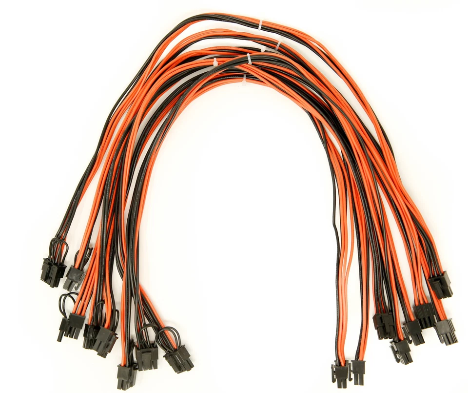 DEEP IN THE MINES LLC 8 pack 6 pin PCI to 6+2 pin male to male PCI cable 24 inch length 16 AWG UL 1007