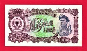 SCARCE RARE 1,000 LEKE 1957 ALBANIA UNC NOTE (Pick-32a) PRINTER: "GOZNAK" FGU - Picture 1 of 2