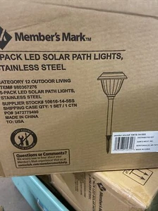 Member's Mark 5 Piece LED Solar Path Lights, Stainless Steel - Picture 1 of 5