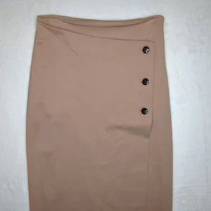 Aritzia Babaton Billy Asymmetrical Waist Button Midi Pencil Skirt Size 10 - Picture 1 of 12