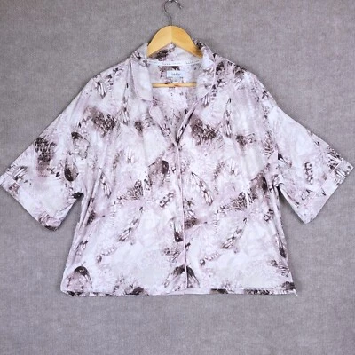 NICOLE MILLER Pajama Top Womens Large Button Up Soft Short Sleeves PJ Sleep Wear - Image 1 of 4