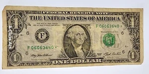 1993 STAR NOTE $1 DOLLAR BILL ( ATLANTA F )  7 Digits. F1918F*. Our T8130 - Picture 1 of 8