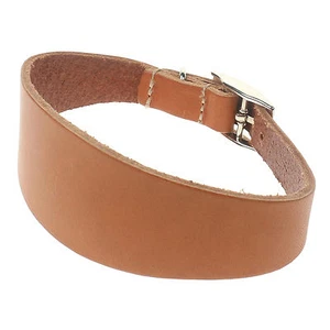 100% Real Leather Whippet Tan Hide Adjustable Dog Collar Handmade In England - Picture 1 of 4