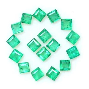 2.75 mm Natural Emerald Square Cut Lot 17 Pcs 1.83 Cts Untreated Loose Gemstones - Picture 1 of 7