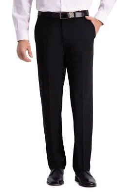 Haggar Men's Premium Stretch Straight Fit Pant  Super Flex Waistband Black 36/34 - Image 1 of 3