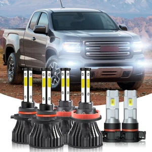 For GMC Canyon 2015 2016 2017 2018 2019 -6X 6000K LED Headlights+Fog Light Bulbs - Foto 1 di 22