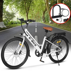 White E-Bike 26" Electric Bike for Adults 500W City Bicycle-Commuter Ebike 2024 - Picture 1 of 12