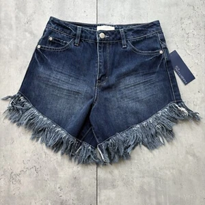 NEW HABITUAL KID Mid Rise Fringe Jean Short Girl's 14 Zip Blue Fly Snap Closure - Picture 1 of 7