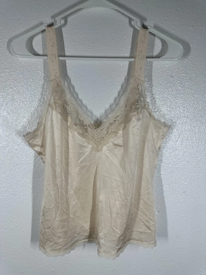 Camisola Maidenform vintage para mujer 34 marfil encaje cuello en V lencería hecha en EE. UU. AÑOS 90 Foto 1 de 4