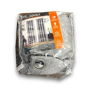 SunBLK Total Blackout Curtain 2 Panels 52x84 Gray Art 1796238 Open Box - Picture 1 of 3