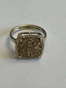 Bonito Anillo Druzy Color Oro Talla 7 - Imagen 1 de 10