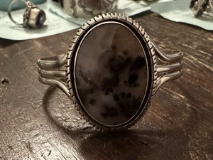 Vintage William G. Johnson Damen Moosachat & Sterling Navajo Armband - Bild 1 von 5