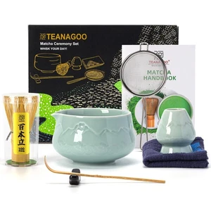 Set 7 Pezzi Frusta Matcha Blu, Set Matcha in Ceramica, Kit Matcha per Cerimonia, Tappetino... - Foto 1 di 9