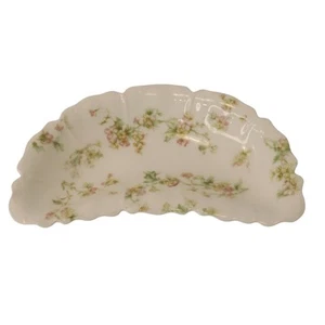 Antique Haviland & Co Limoges Bone Crescent Dish Plate Porcelain Pink Flowers 6" - Picture 1 of 13