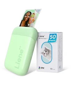 Liene Portable Photo Printer 2x3 Mini Instant Color Mono Picture Printer Mint 50 - Picture 1 of 1