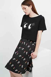 Urban Outfitters Rodnik X Peanuts Belle Eyes Cropped Tee/T-shirt - Black RRP £35 - Picture 1 of 10