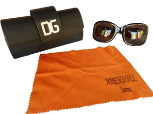 DOLCE & GABBANA $598 Sunglasses Brown Retro Indie Logo Rhinestone CASE INCL - Picture 1 of 11