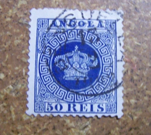 Angola #15 1881 50 Reis Crown Issue Used - Picture 1 of 2