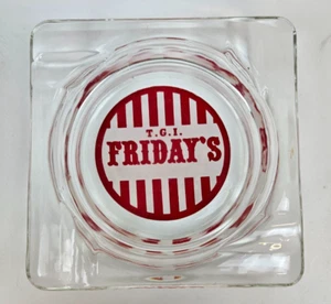 Vintage T.G.I. Friday's Glass Ashtray Square 4" Restaurant Logo - Picture 1 of 6