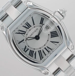 Cartier Roadster Quartz Stainless Steel 31mm Silver Sunburst Guilloché Dial 2675 - Picture 1 of 11