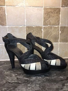 Stuart Weitzman raffia platform heels shoes Sz US6 Uk 4 Russell & Bromley - Picture 1 of 13