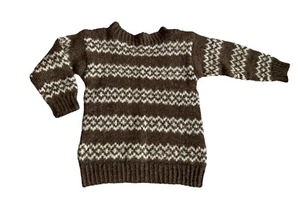 Vintage Boys Hand Knit Sweater Medium Nordic Ski - Picture 1 of 3