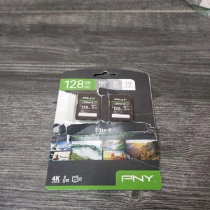 PNY Elite-X Black 128GB 4K Ultra HD Class 10 SDXC Flash Memory Card Used - Picture 1 of 4